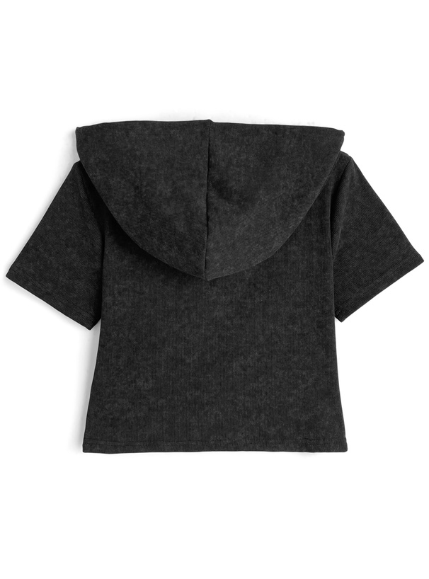 フード付きピグメントロゴプリントダブルジップトップス