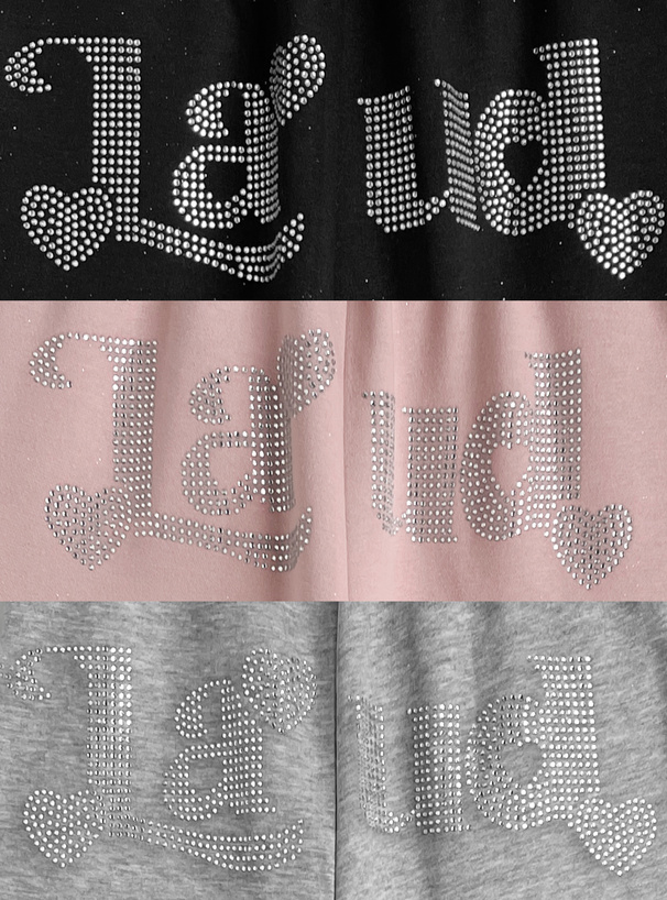 バックラインストーンロゴラメスウェットパンツ