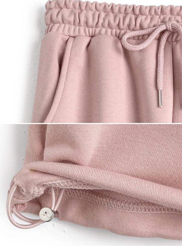 バックラインストーンロゴラメスウェットパンツ