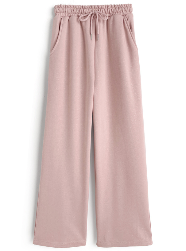 バックラインストーンロゴラメスウェットパンツ