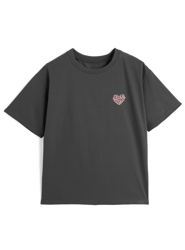ハートロゴプリントラビット刺繍Tシャツ