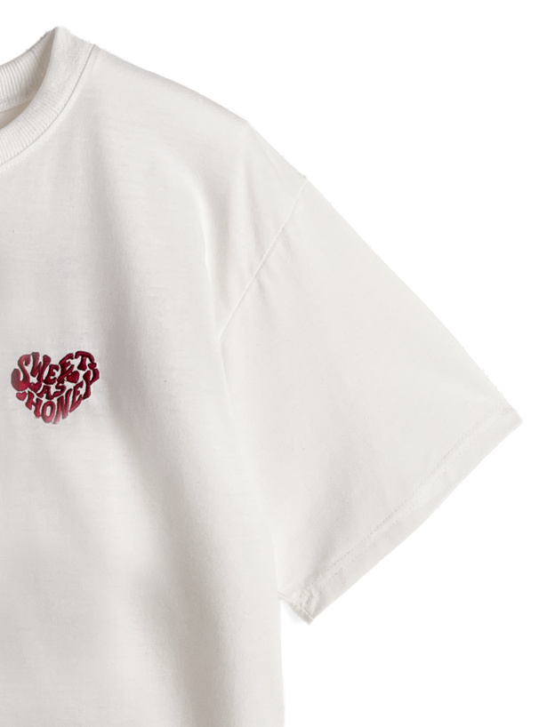 ハートロゴプリントラビット刺繍Tシャツ