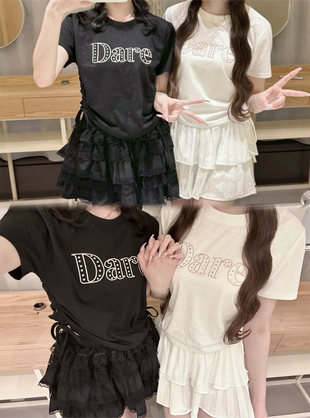 ラインストーンロゴ刺繍ドロストトップス[fu396] | レディース