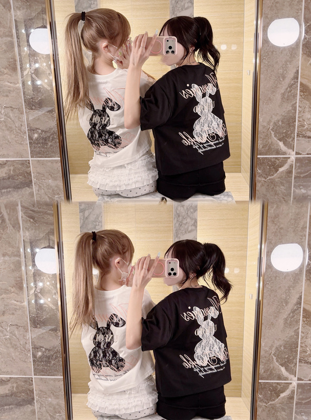 レースラビットロゴ刺繍Tシャツ[fu397] | レディースファッション通販