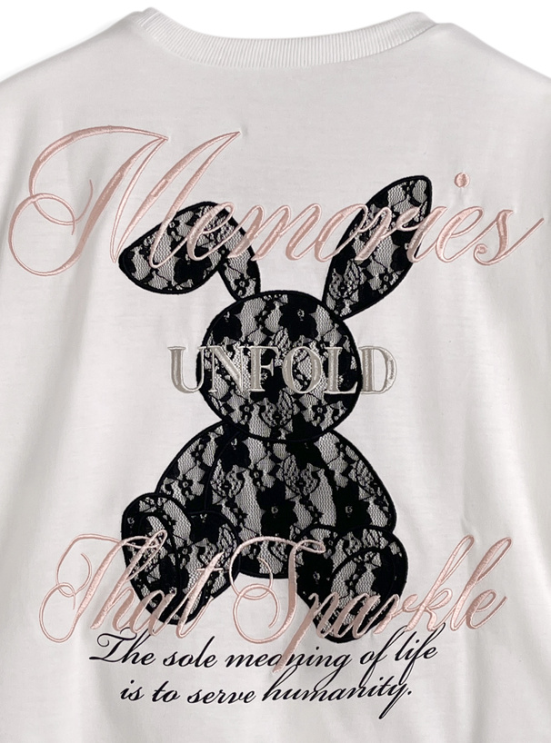 レースラビットロゴ刺繍Tシャツ