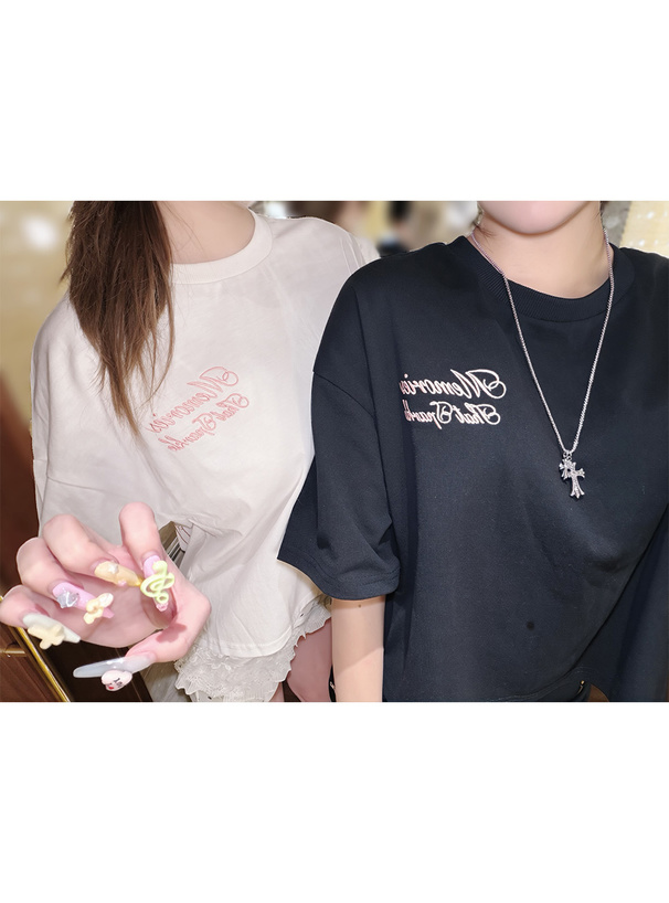 レースラビットロゴ刺繍Tシャツ