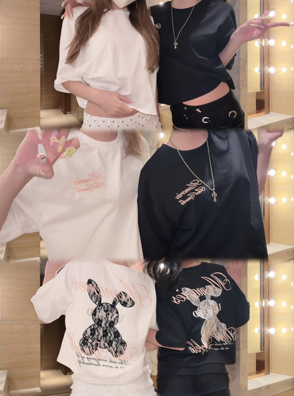 レースラビットロゴ刺繍Tシャツ[fu397] | レディースファッション通販