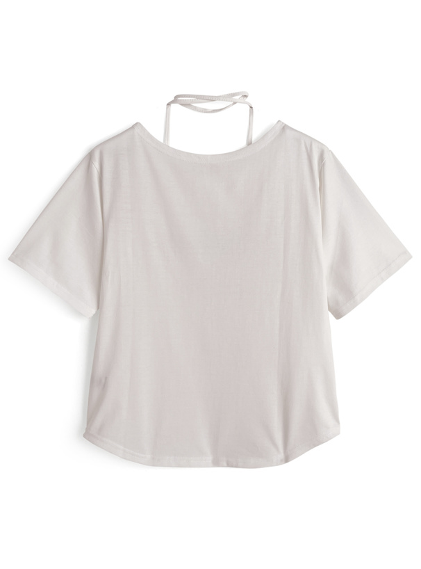 タイ付きラインストーンロゴビッグTシャツ