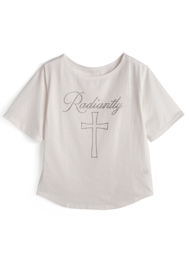 タイ付きラインストーンロゴビッグTシャツ