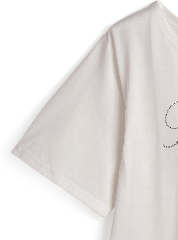 タイ付きラインストーンロゴビッグTシャツ