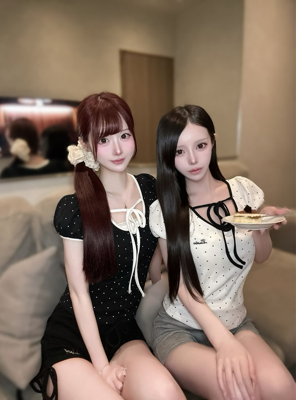 ドット柄配色パンピングリボントップス