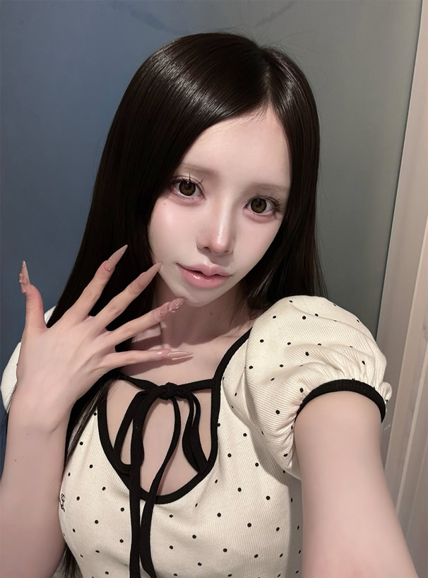 ドット柄配色パンピングリボントップス