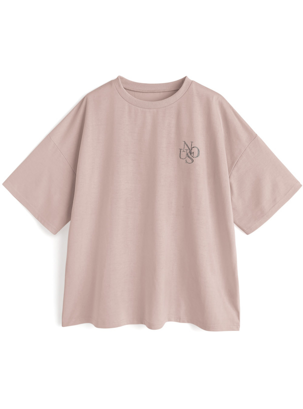 ラインストーンバックドットロゴ刺繍Tシャツ