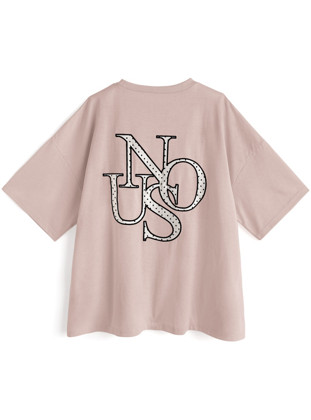 ラインストーンバックドットロゴ刺繍Tシャツ