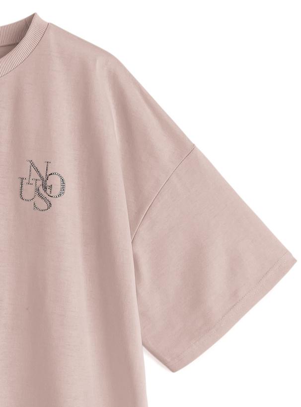 ラインストーンバックドットロゴ刺繍Tシャツ