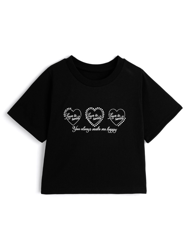 ハートロゴ刺繍パールTシャツ
