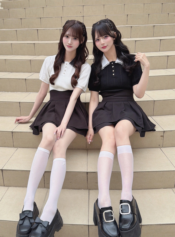 襟付き透かし編みトップス