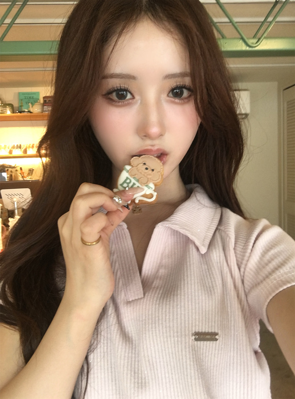 スキッパーサイドドロストラメリブトップス