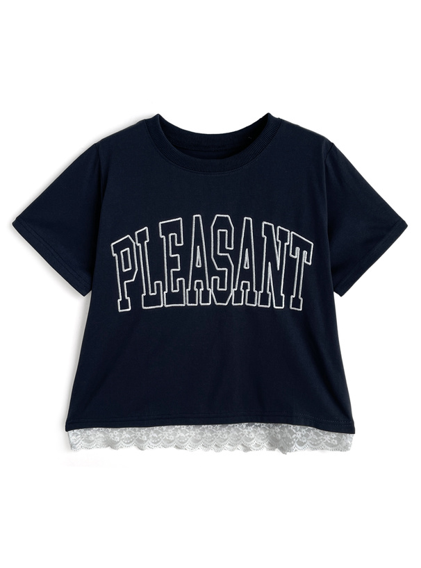 ロゴ刺繍レースTシャツ