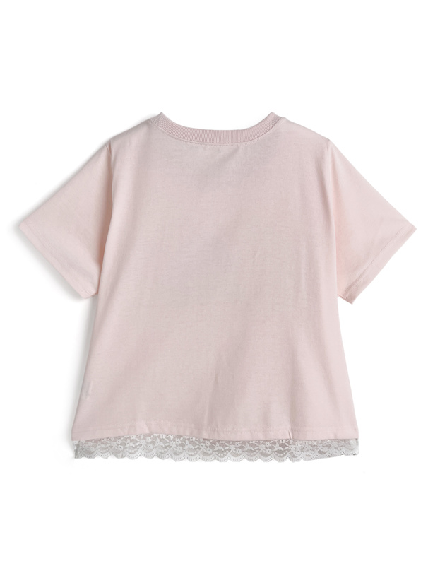 ロゴ刺繍レースTシャツ