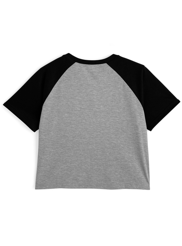 配色ラグランロゴプリントラインストーンTシャツ