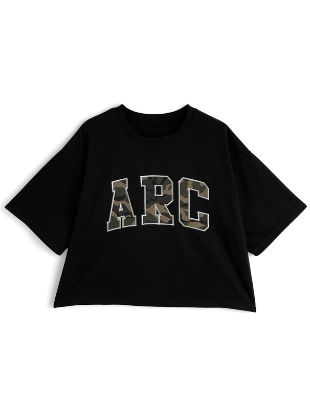 カモフラージュ柄ロゴ刺繍Tシャツ