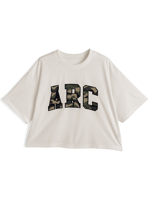 カモフラージュ柄ロゴ刺繍Tシャツ