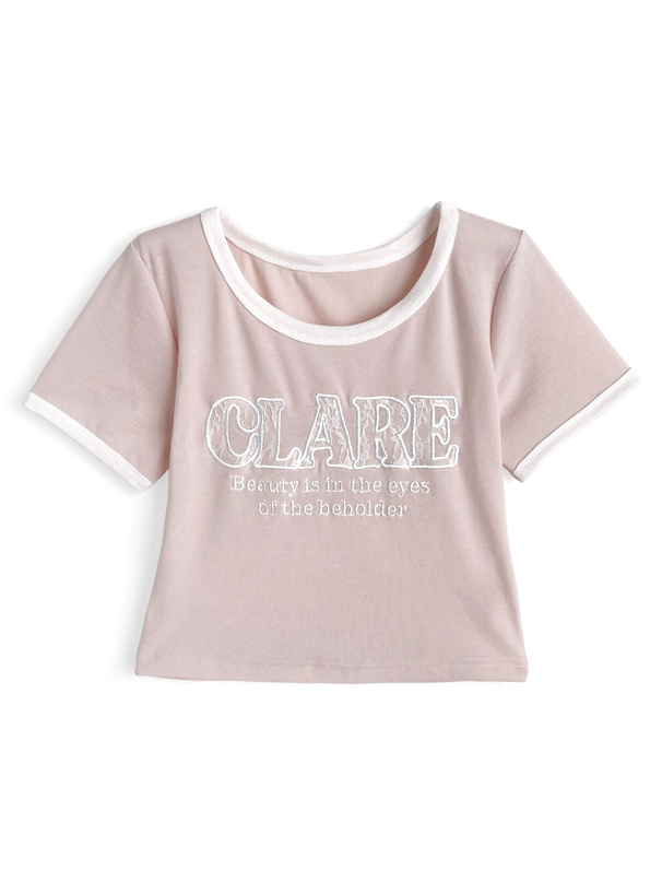 レースロゴ刺繍リンガーTシャツ