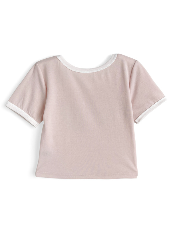 レースロゴ刺繍リンガーTシャツ