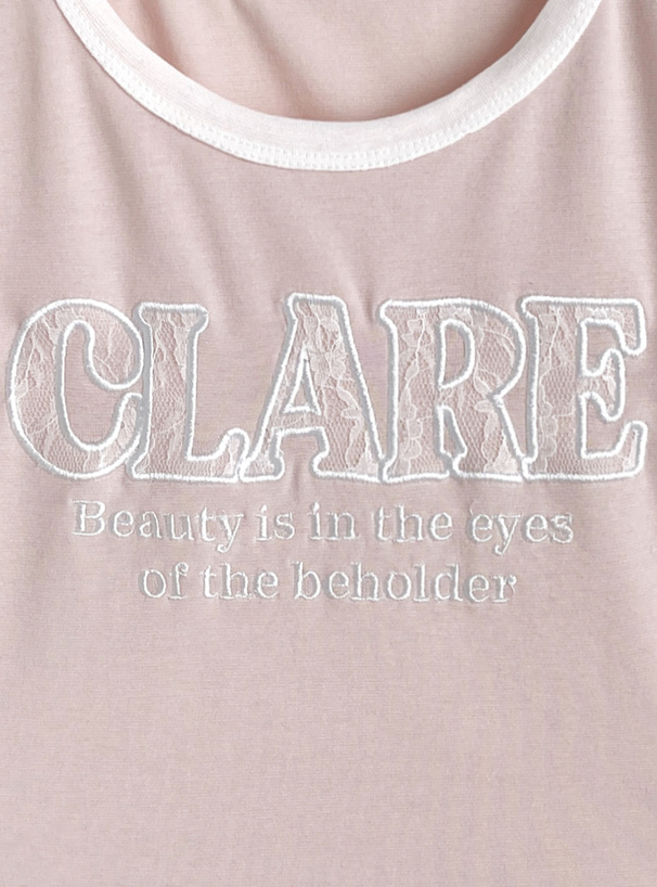 レースロゴ刺繍リンガーTシャツ