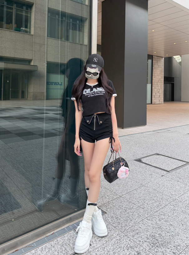 レースロゴ刺繍リンガーTシャツ