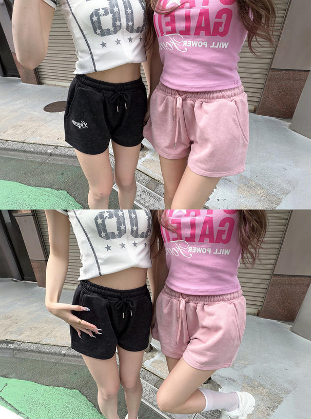 ピグメントロゴ刺繍ラメスウェットショートパンツ