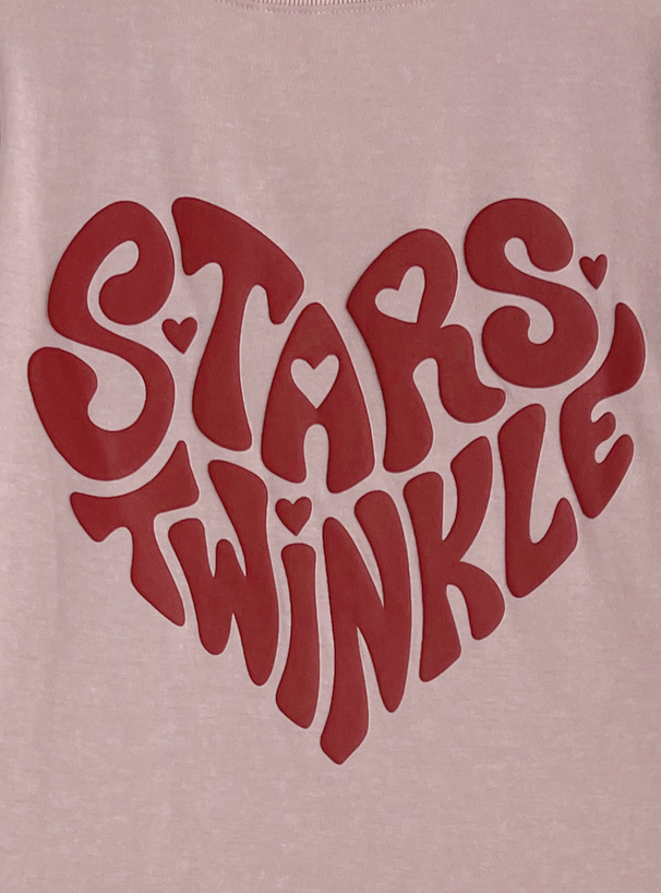ハートロゴプリントTシャツ×スウェットショートパンツセットアップ