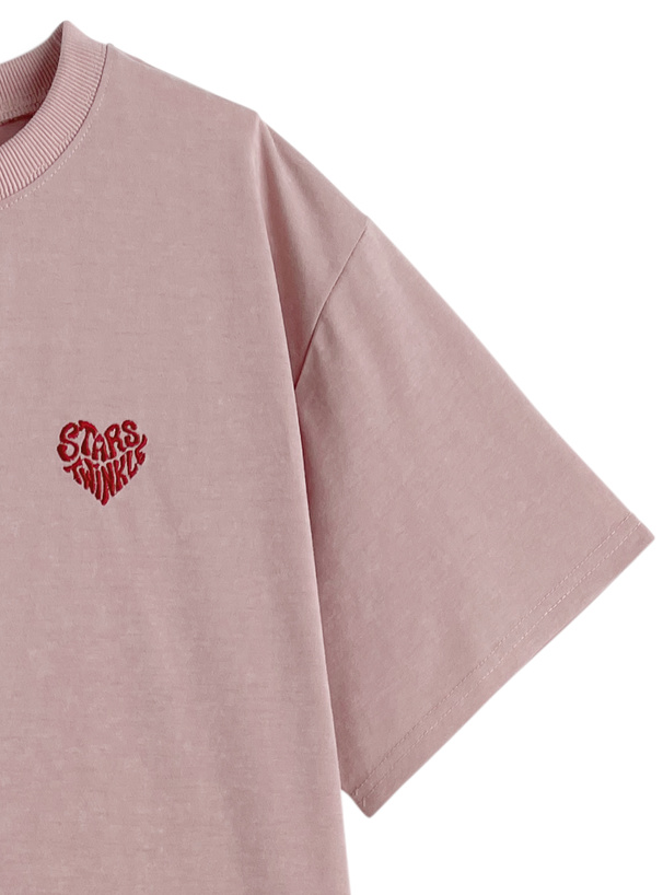 ハートロゴプリントTシャツ×スウェットショートパンツセットアップ
