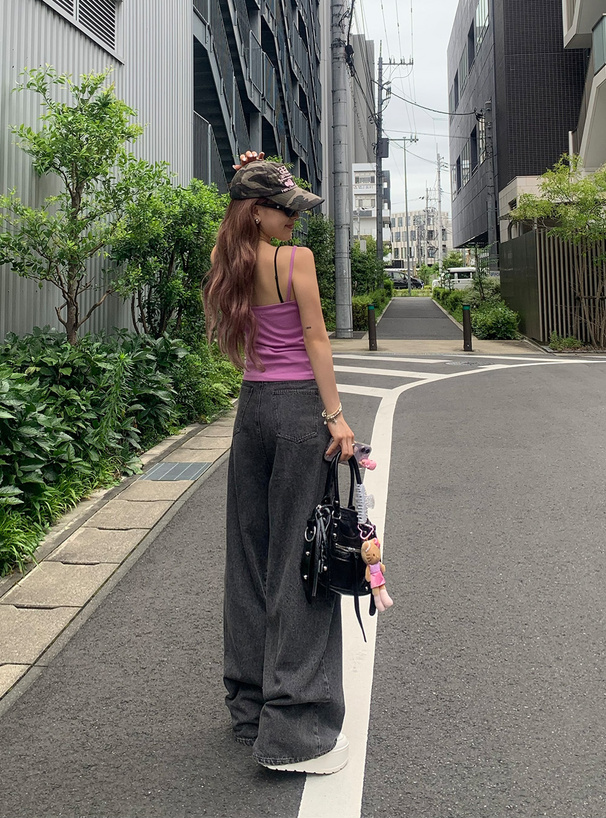 ラインストーンロゴデニムパンツ