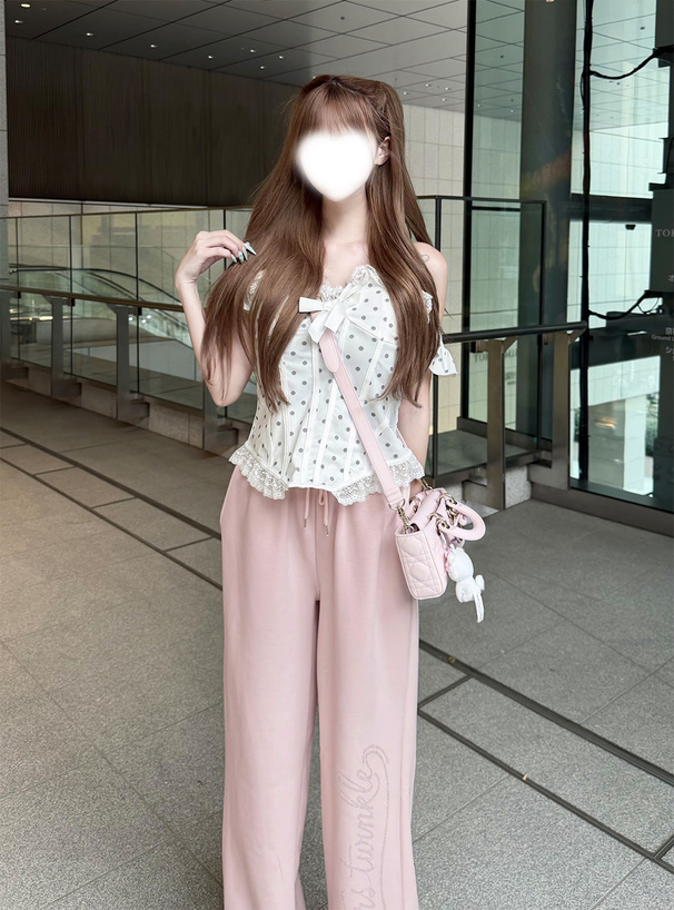 ラインストーンロゴワイドパンツ