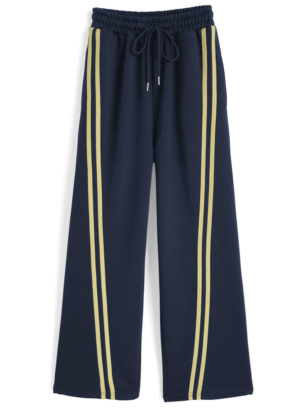 配色ラインワイドスウェットパンツ