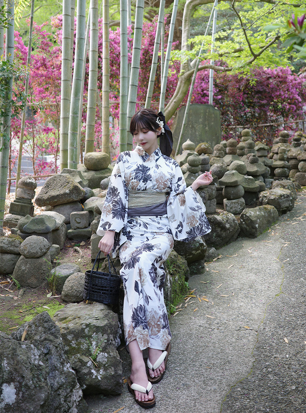 水彩フラワー浴衣セット
