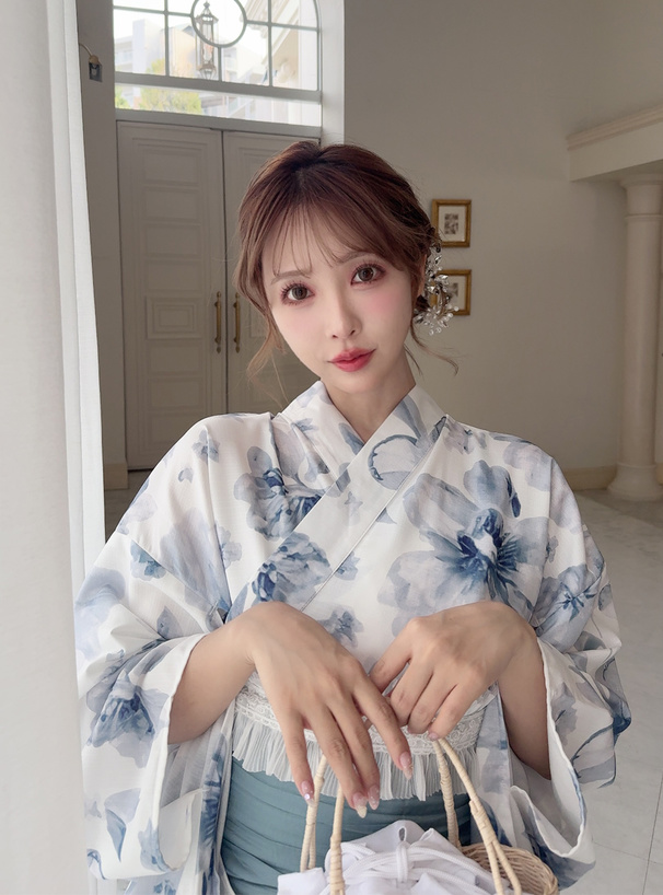 水彩花柄浴衣セット