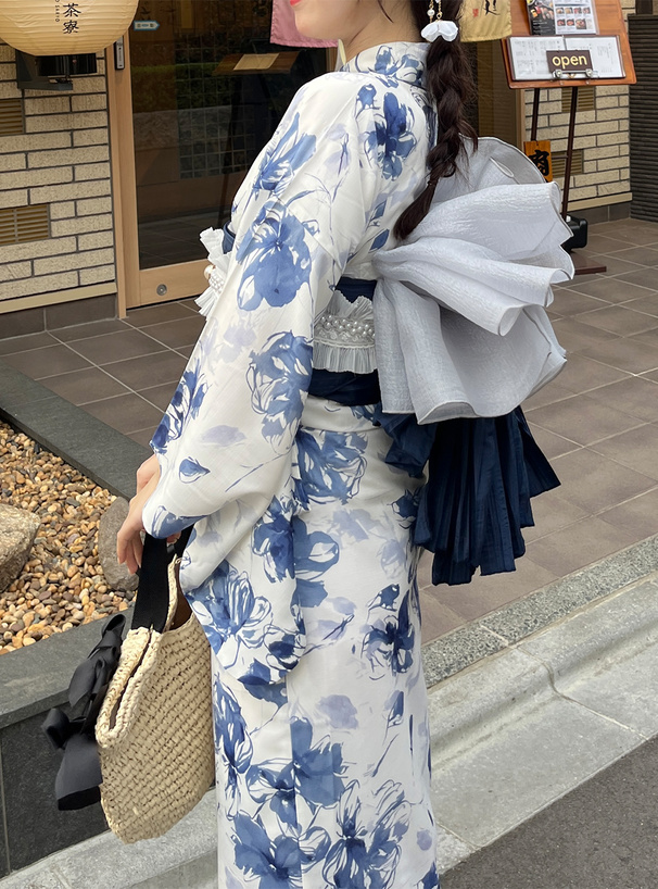 水彩花柄浴衣セット
