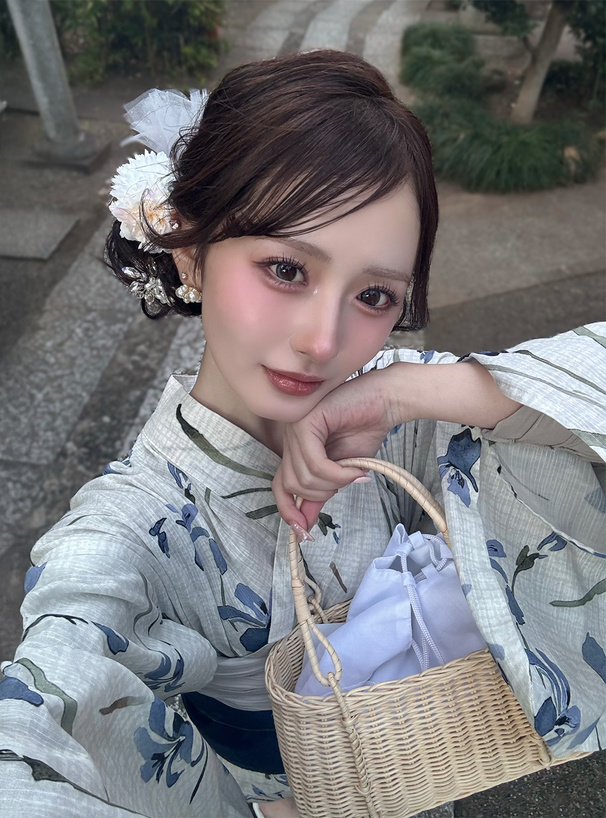 あやめ柄浴衣セット