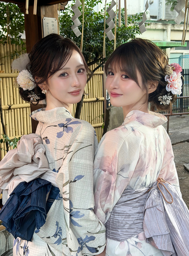 あやめ柄浴衣セット