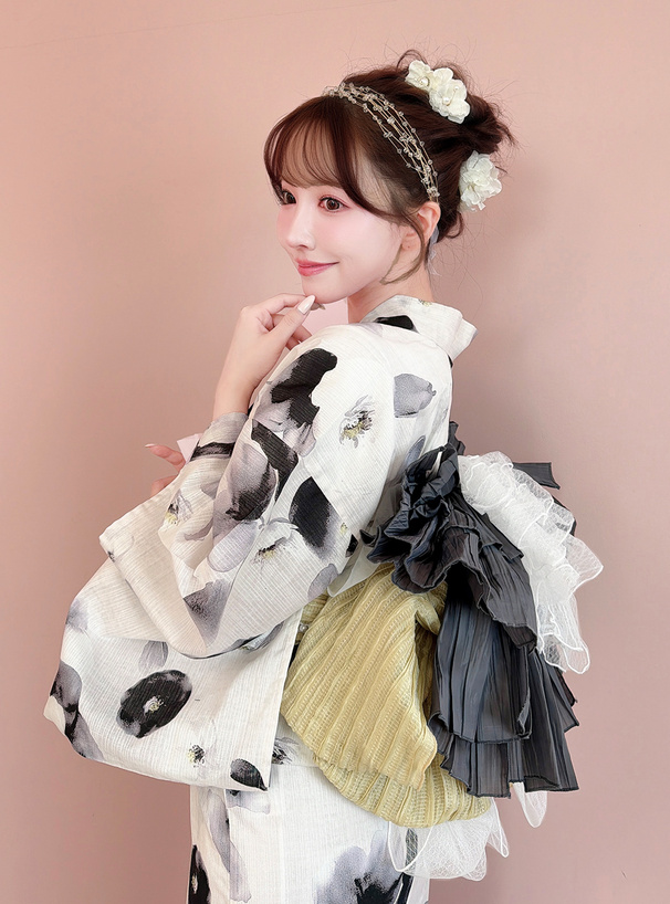 水彩花柄浴衣セット