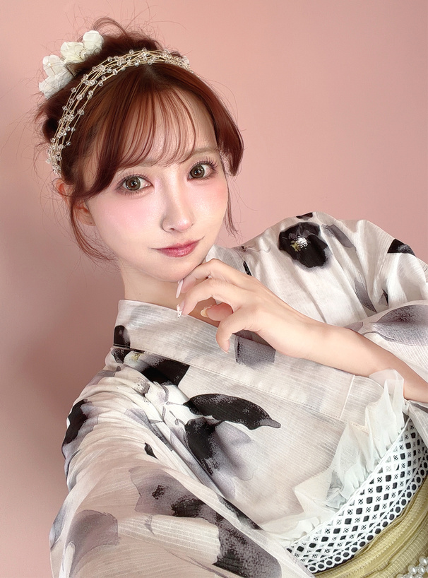 水彩花柄浴衣セット