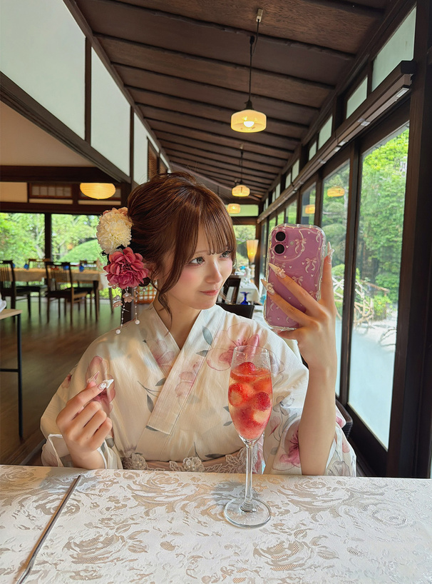 水彩花柄浴衣セット