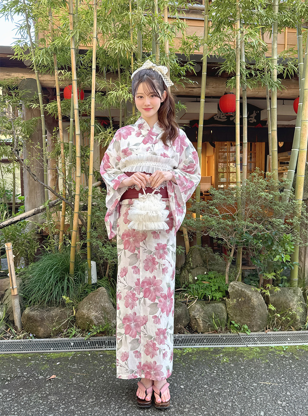 水彩花柄浴衣セット