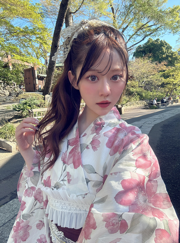 水彩花柄浴衣セット