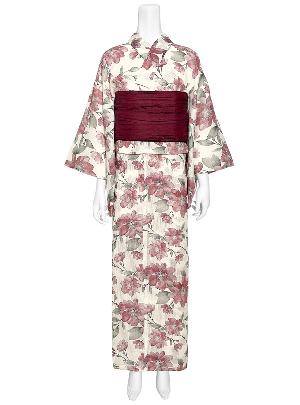 水彩花柄浴衣セット