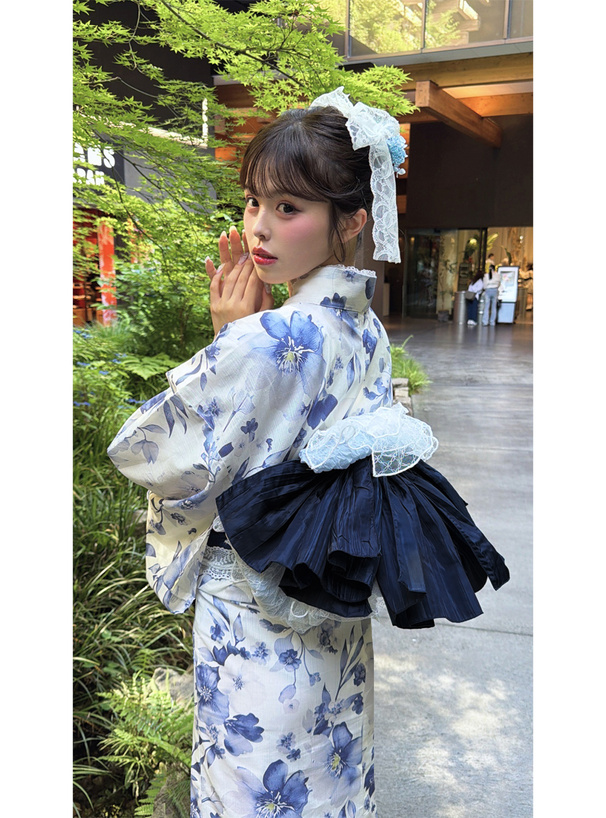 水彩花柄浴衣セット