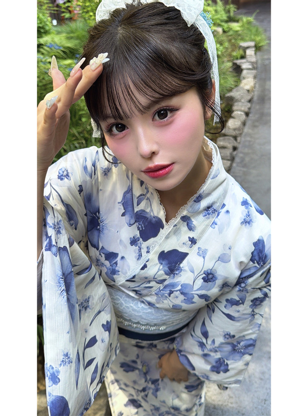 水彩花柄浴衣セット